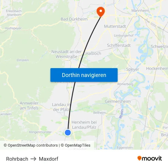 Rohrbach to Maxdorf map