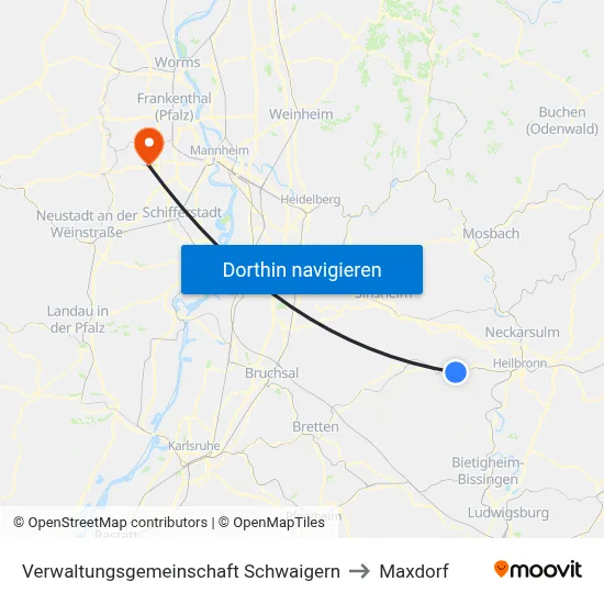 Verwaltungsgemeinschaft Schwaigern to Maxdorf map