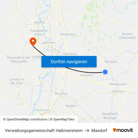 Verwaltungsgemeinschaft Haßmersheim to Maxdorf map