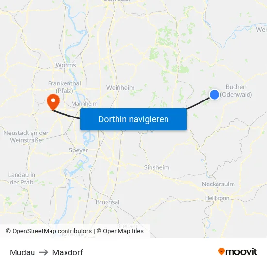 Mudau to Maxdorf map