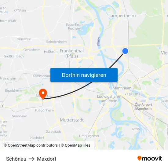 Schönau to Maxdorf map