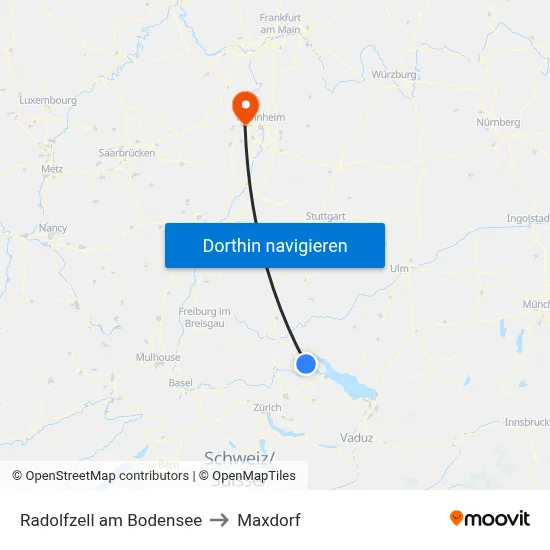Radolfzell am Bodensee to Maxdorf map