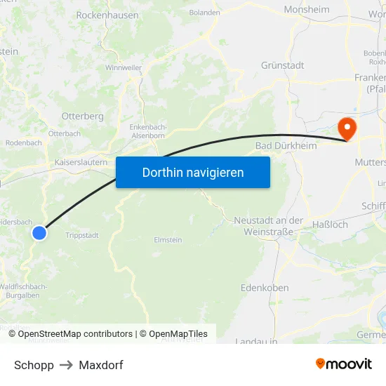 Schopp to Maxdorf map