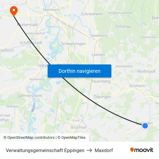 Verwaltungsgemeinschaft Eppingen to Maxdorf map