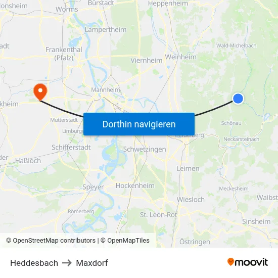 Heddesbach to Maxdorf map