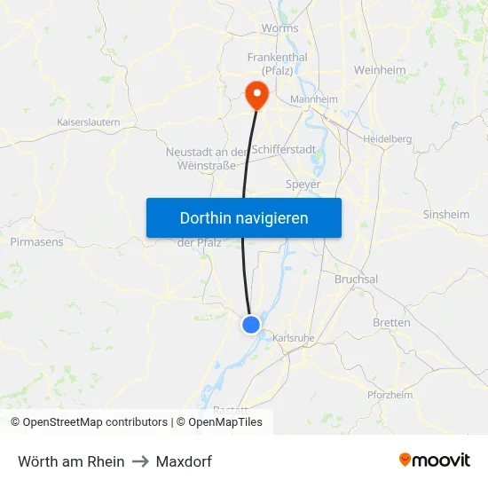 Wörth am Rhein to Maxdorf map
