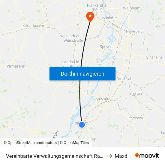 Vereinbarte Verwaltungsgemeinschaft Rastatt to Maxdorf map