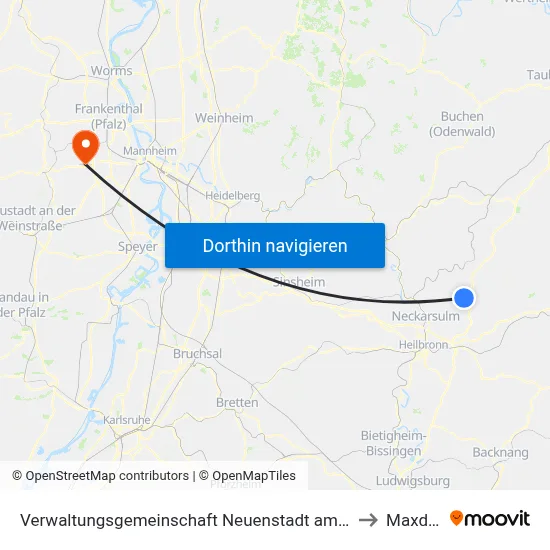 Verwaltungsgemeinschaft Neuenstadt am Kocher to Maxdorf map