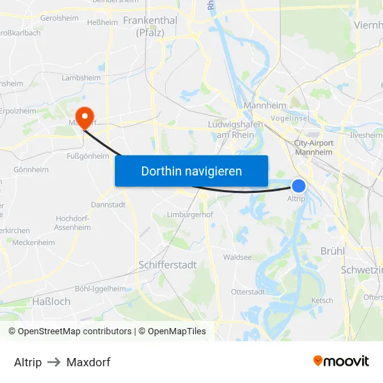 Altrip to Maxdorf map