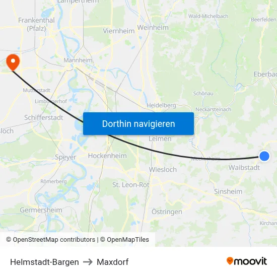 Helmstadt-Bargen to Maxdorf map