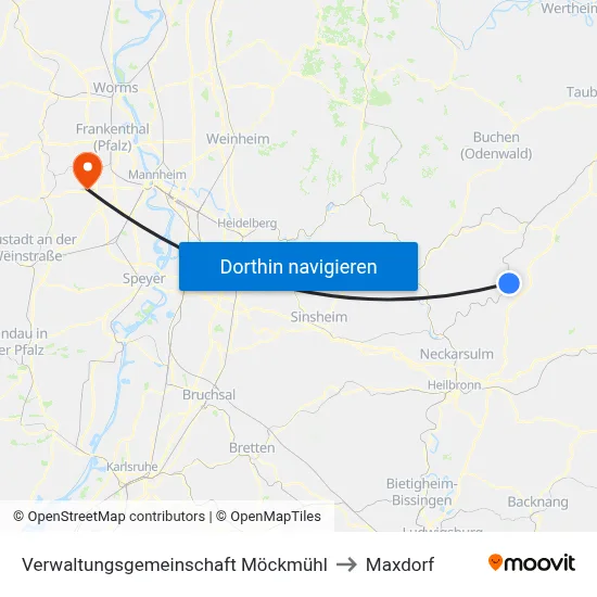 Verwaltungsgemeinschaft Möckmühl to Maxdorf map