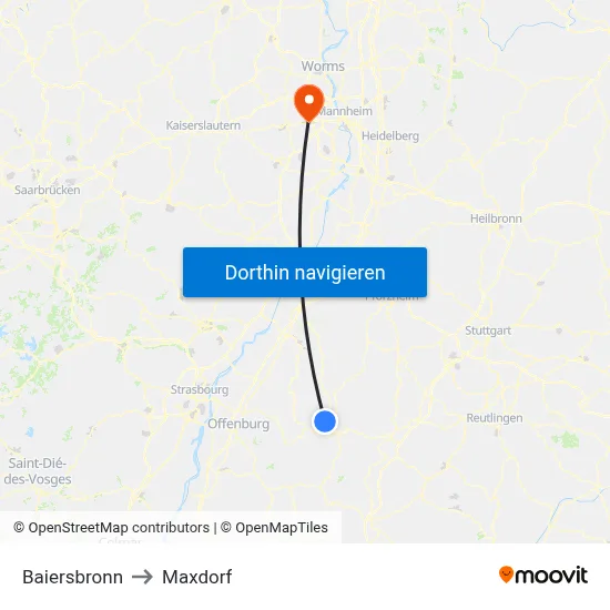 Baiersbronn to Maxdorf map
