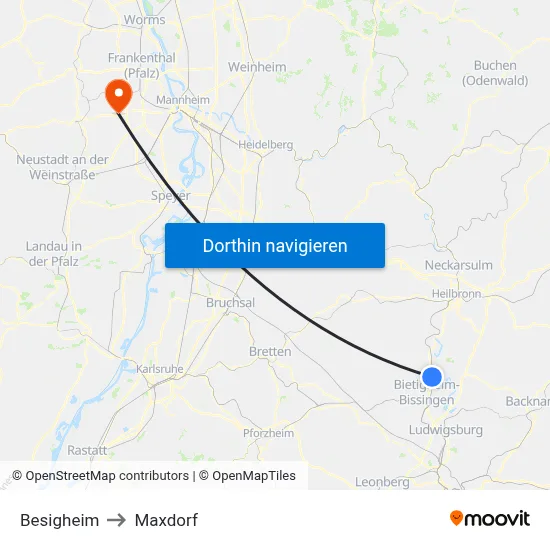 Besigheim to Maxdorf map