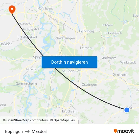 Eppingen to Maxdorf map