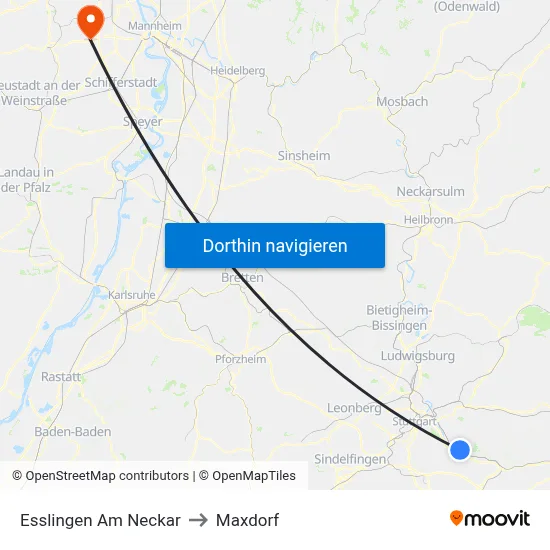 Esslingen Am Neckar to Maxdorf map