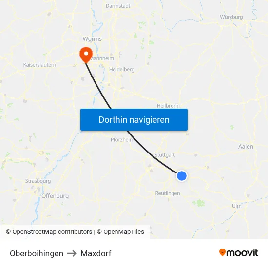 Oberboihingen to Maxdorf map