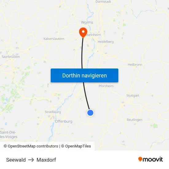 Seewald to Maxdorf map