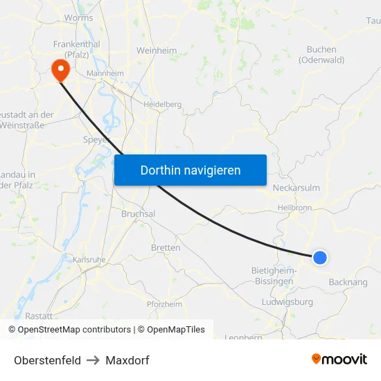 Oberstenfeld to Maxdorf map