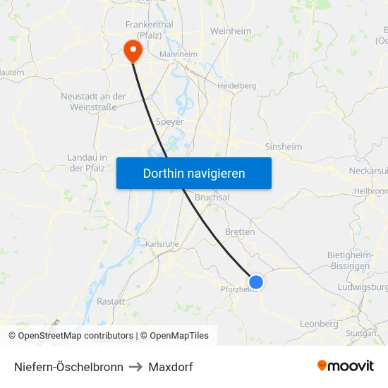 Niefern-Öschelbronn to Maxdorf map