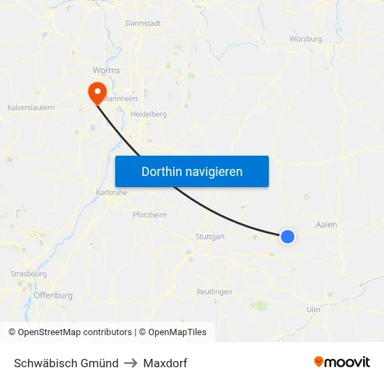 Schwäbisch Gmünd to Maxdorf map