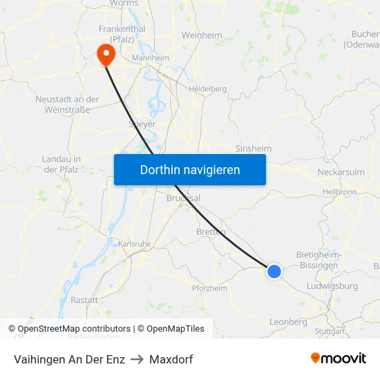 Vaihingen An Der Enz to Maxdorf map
