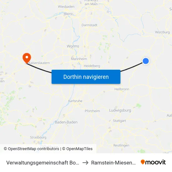Verwaltungsgemeinschaft Boxberg to Ramstein-Miesenbach map