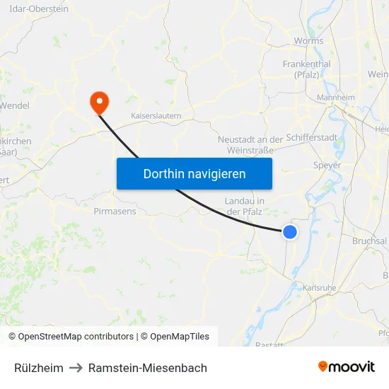 Rülzheim to Ramstein-Miesenbach map