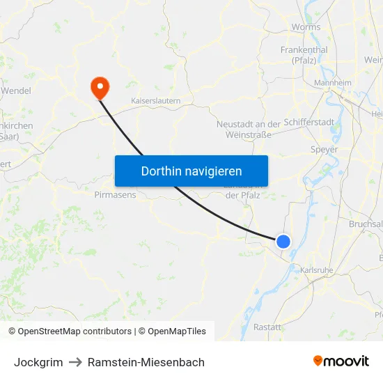Jockgrim to Ramstein-Miesenbach map