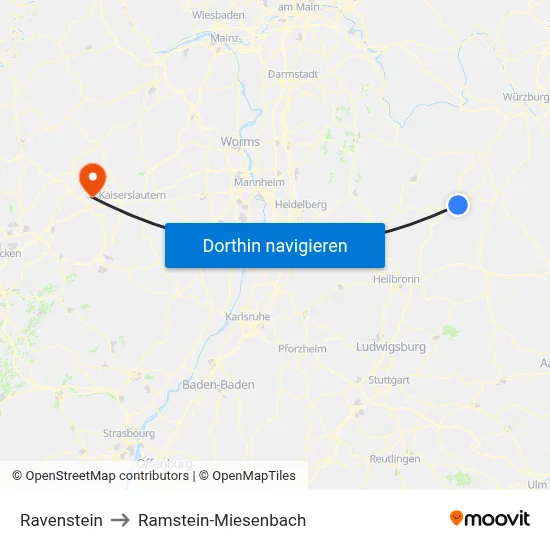 Ravenstein to Ramstein-Miesenbach map