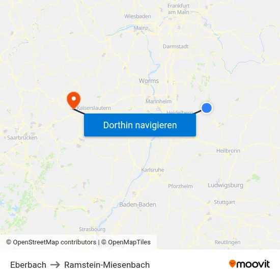 Eberbach to Ramstein-Miesenbach map