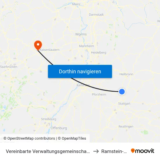 Vereinbarte Verwaltungsgemeinschaft Der Stadt Bietigheim-Bissingen to Ramstein-Miesenbach map