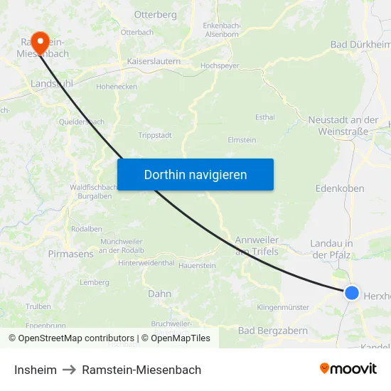 Insheim to Ramstein-Miesenbach map
