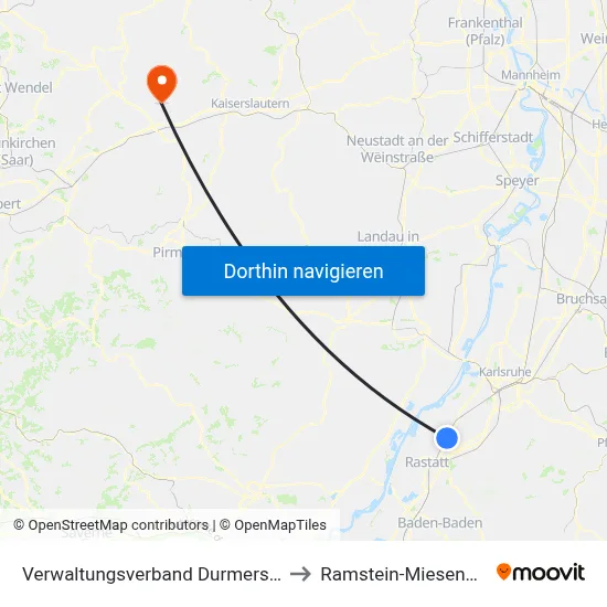 Verwaltungsverband Durmersheim to Ramstein-Miesenbach map