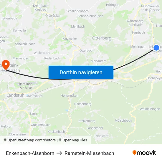 Enkenbach-Alsenborn to Ramstein-Miesenbach map