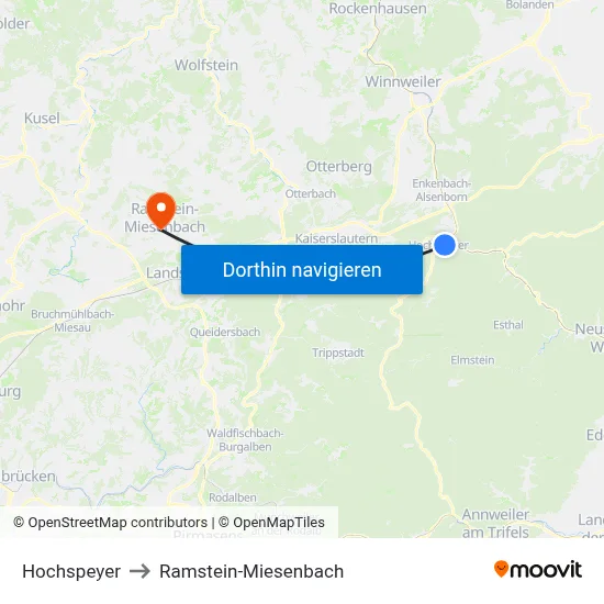 Hochspeyer to Ramstein-Miesenbach map