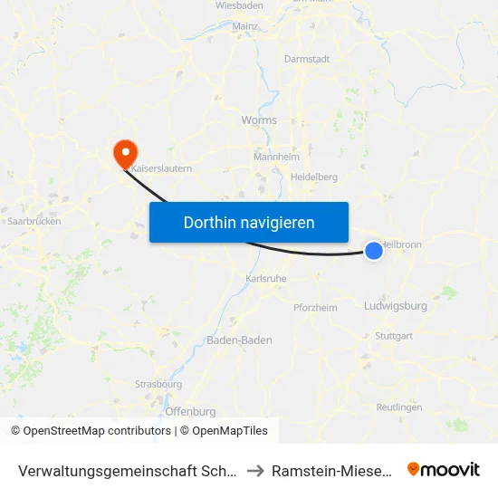 Verwaltungsgemeinschaft Schwaigern to Ramstein-Miesenbach map