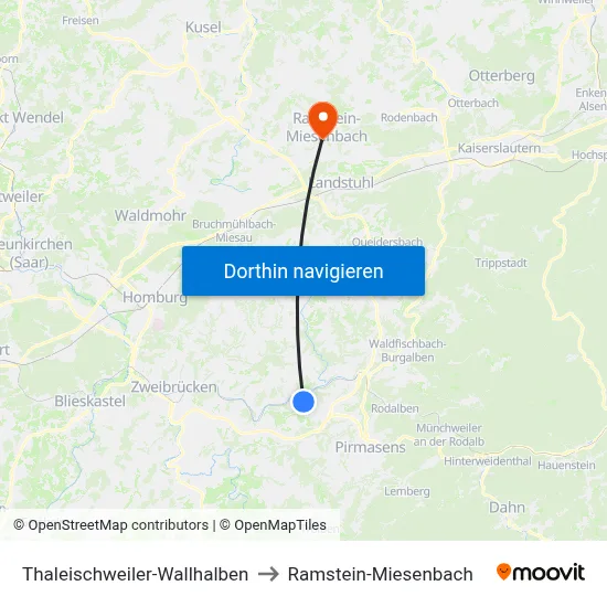 Thaleischweiler-Wallhalben to Ramstein-Miesenbach map