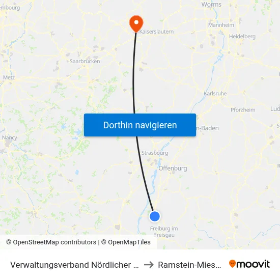 Verwaltungsverband Nördlicher Kaiserstuhl to Ramstein-Miesenbach map