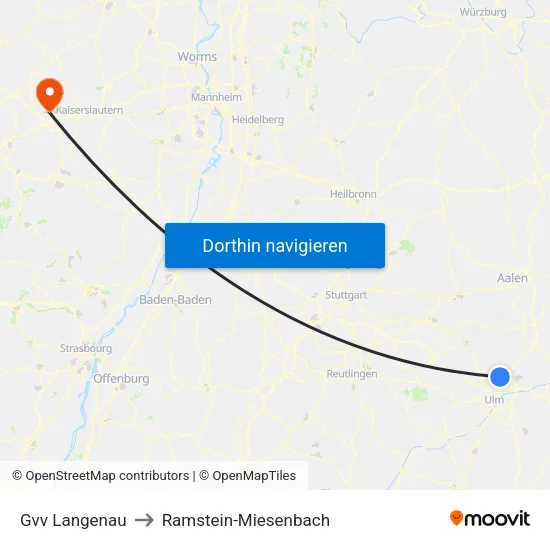Gvv Langenau to Ramstein-Miesenbach map