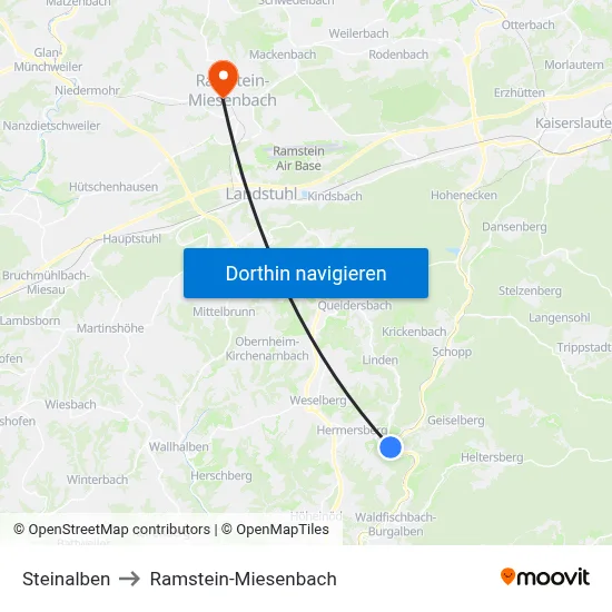 Steinalben to Ramstein-Miesenbach map