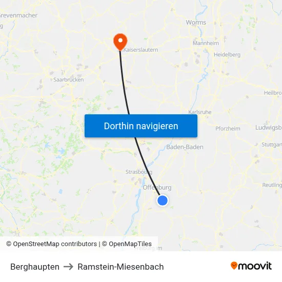 Berghaupten to Ramstein-Miesenbach map