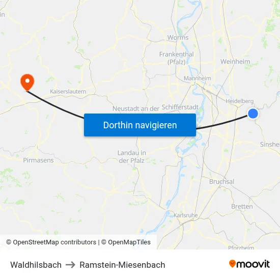 Waldhilsbach to Ramstein-Miesenbach map