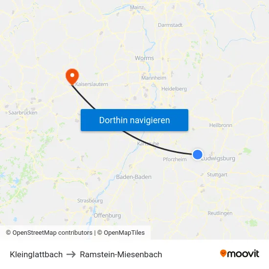 Kleinglattbach to Ramstein-Miesenbach map