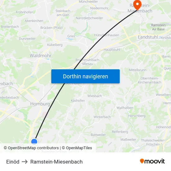 Einöd to Ramstein-Miesenbach map