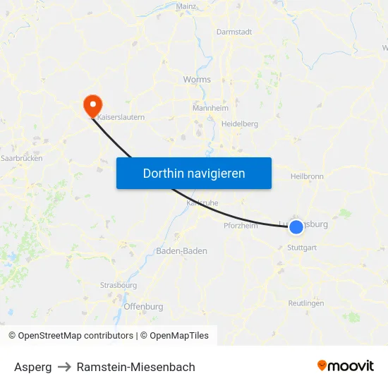 Asperg to Ramstein-Miesenbach map
