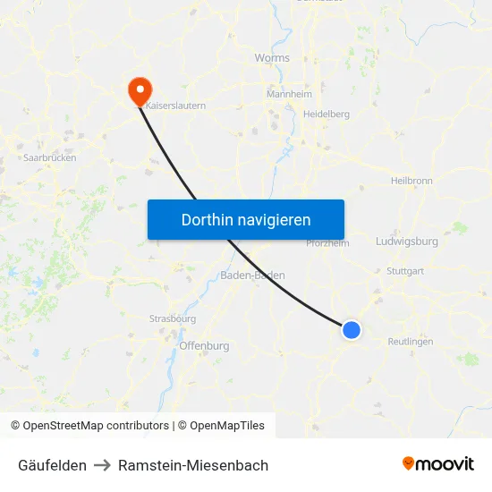 Gäufelden to Ramstein-Miesenbach map