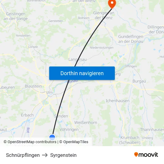 Schnürpflingen to Syrgenstein map