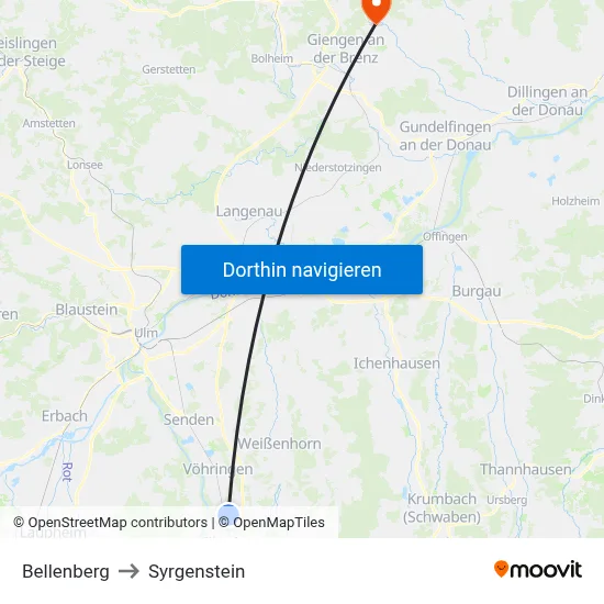 Bellenberg to Syrgenstein map