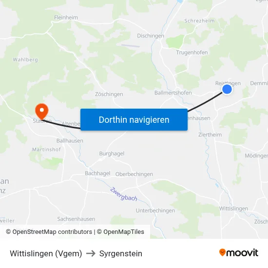 Wittislingen (Vgem) to Syrgenstein map