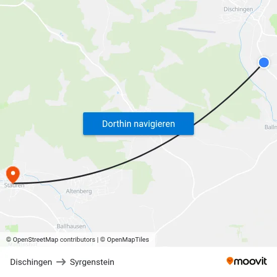 Dischingen to Syrgenstein map